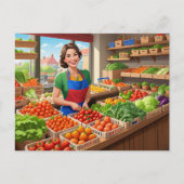 かわいい新鮮な野菜の屋台 ポストカード (正面)