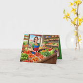 かわいい新鮮な野菜をカスタマイズ カード (黄色い花)