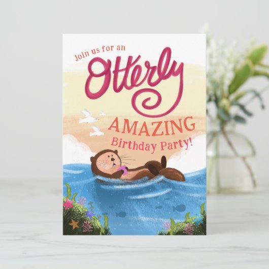 かわいい旅の驚くべき誕生日お洒落- Otter 招待状 (スタンド正面)