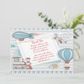 かわいい旅行をテーマにした男の赤ちゃんシャワーありがとう サンキューカード (スタンド正面)