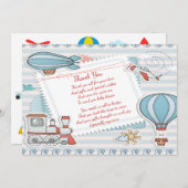 かわいい旅行をテーマにした男の赤ちゃんシャワーありがとう サンキューカード (正面/裏面)