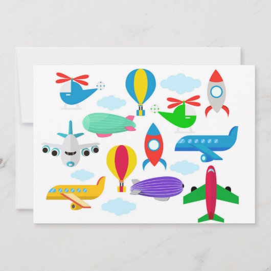 かわいい旅行をテーマにした男の赤ちゃんシャワー 招待状 (裏面)