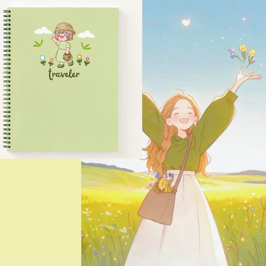 かわいい旅行者向けノート💚✨✈🌲 ノートブック