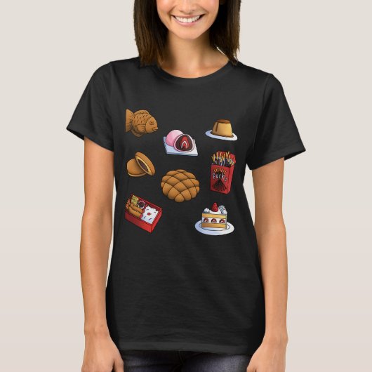 かわいい日本のお菓子 Tシャツ (正面)