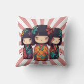 かわいい日本のこけし人形 クッション (裏面)