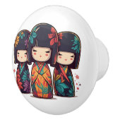 かわいい日本のこけし人形 セラミックノブ (右)