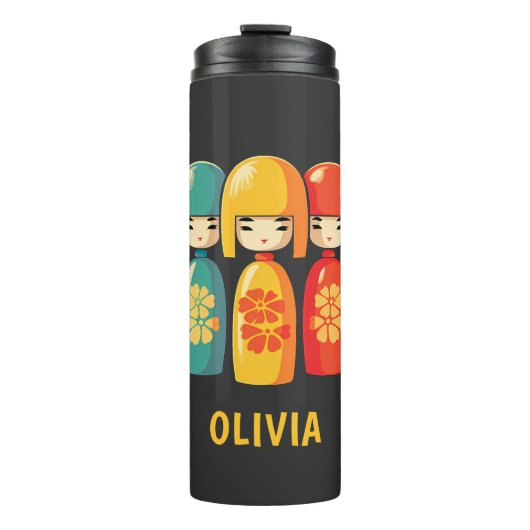 かわいい日本のこけし人形 タンブラー (正面)