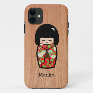 かわいい日本のこけし人形 iPhone 11 ケース