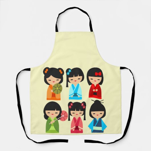 かわいい日本のこけし エプロン (正面)