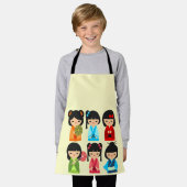 かわいい日本のこけし エプロン (着用した状態)