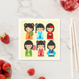 かわいい日本のこけし スタンダードカクテルナプキン