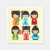 かわいい日本のこけし スタンダードカクテルナプキン (正面)