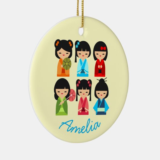 かわいい日本のこけし セラミックオーナメント (右)