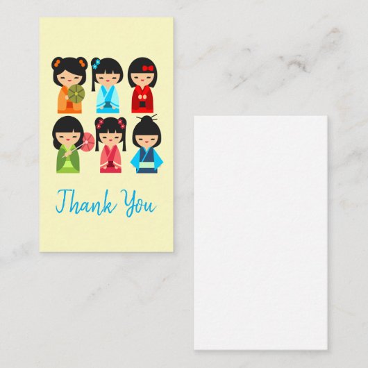 かわいい日本のこけし ノートカード (正面/裏面)