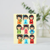 かわいい日本のこけし ポストカード (スタンド正面)