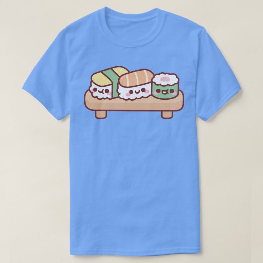 かわいい日本のすしトリオ卵さけ・まき Tシャツ (デザイン正面)