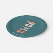 かわいい日本のすしパーソナライズされた ペーパープレート (アングル)