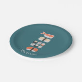 かわいい日本のすし名前をカスタムする ペーパープレート (アングル)