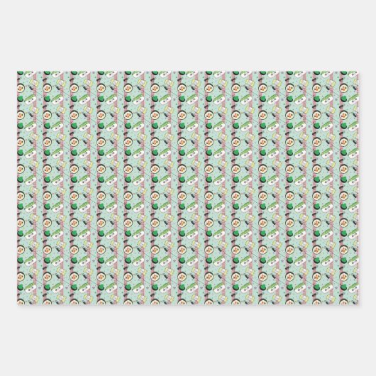 かわいい日本のすし好きゴルフ柄 ラッピングペーパーシート (正面)