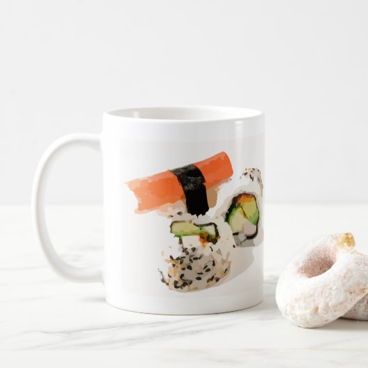 かわいい日本のすし料理 コーヒーマグカップ (ドーナツ)