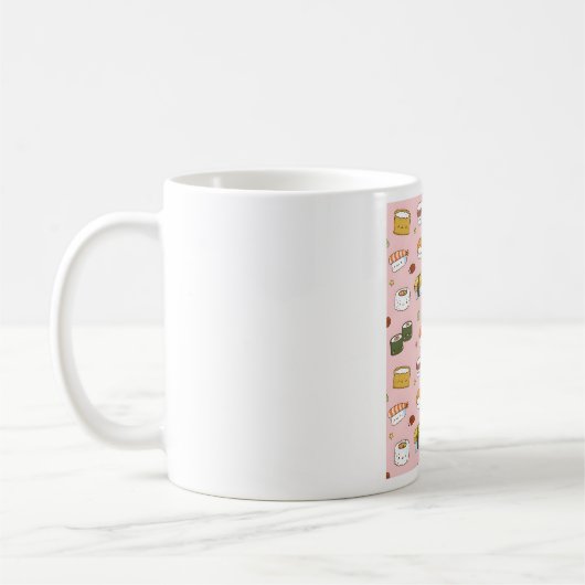 かわいい日本のすし柄 コーヒーマグカップ (左)