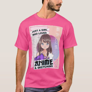 かわいい日本のアニメスケッチ – Vaporwave Anime Tシャツ