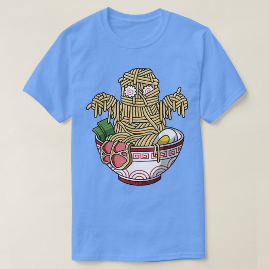 かわいい日本のアニメハロウィンモンスターラーメン食 Tシャツ (デザイン正面)