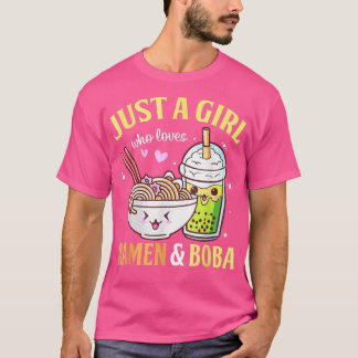 かわいい日本のアニメJust Girl Loves Ramen Boba B Tシャツ