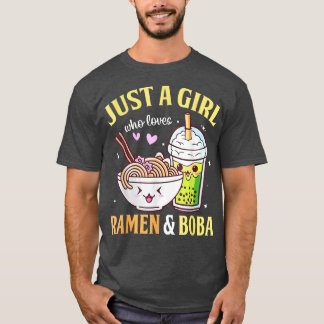 かわいい日本のアニメJust Girl Loves Ramen Boba B Tシャツ