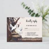 かわいい日本のコウテンチョウの出欠ハガキ 招待状 (スタンド正面)