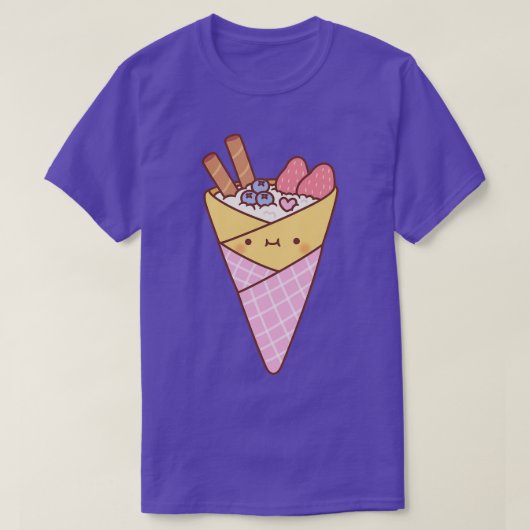 かわいい日本のスタイルクレープデザート Tシャツ (デザイン正面)