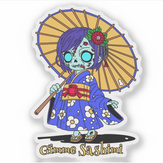 かわいい日本のゾンビ シール (正面)
