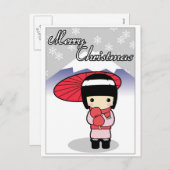 かわいい日本のテーマのクリスマスカード シーズンポストカード (正面/裏面)