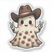 かわいい日本のパステルカウボーイ幽霊ハロウィーン シール (正面)