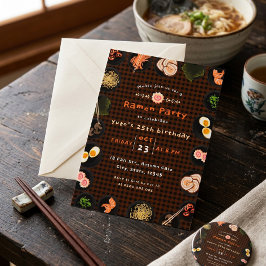 かわいい日本のラーメン好きの誕生日パーティー 招待状