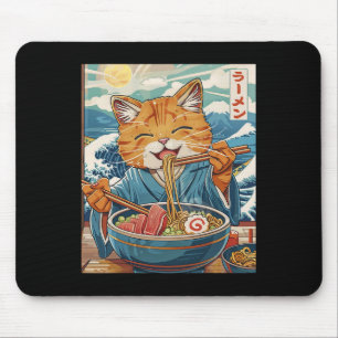 かわいい日本のラーメン猫ザ素晴らしウェーブ マウスパッド