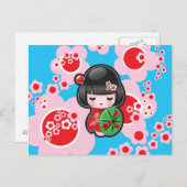 かわいい日本の人形 ポストカード (正面/裏面)