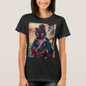 かわいい日本の侍猫 Tシャツ (正面)