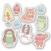 かわいい日本の妖怪デーモンと霊 シール (正面)