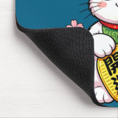 かわいい日本の幸運うさぎ まねきねこ マウスパッド (コーナー)