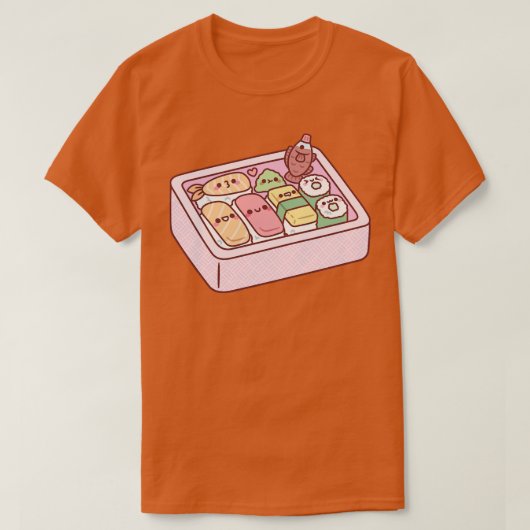かわいい日本の弁当すし Tシャツ (デザイン正面)