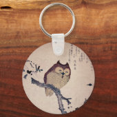 かわいい日本の微笑みフクロウ キーホルダー (正面)