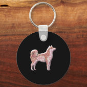 かわいい日本の柴犬桜さくらんぼブロッサムムーン キーホルダー (正面)