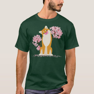 かわいい日本の桜さくらんぼブロッサム柴犬D Tシャツ