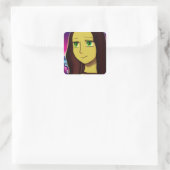 かわいい日本の漫画漫画スタイルモナリザジャパン スクエアシール (バッグ)