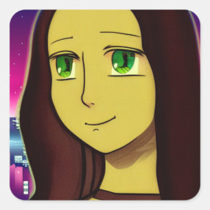 かわいい日本の漫画漫画スタイルモナリザジャパン スクエアシール