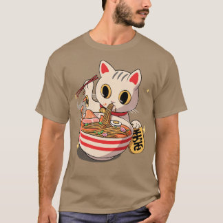 かわいい日本の猫ねこ子天ラーメン麺 Tシャツ