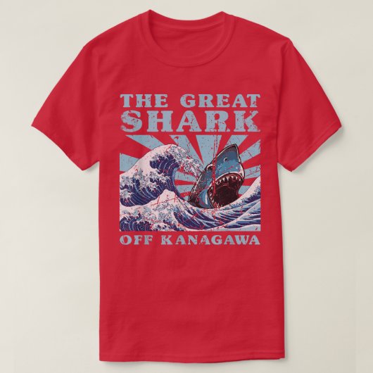 かわいい日本の素晴らしWAVE素晴らし Shark Cute Japan Tシャツ (デザイン正面)