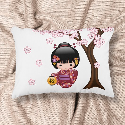 かわいい日本の芸者さんこけし人形 アクセントクッション