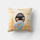 かわいい日本の芸者さんこけし人形 クッション (裏面)